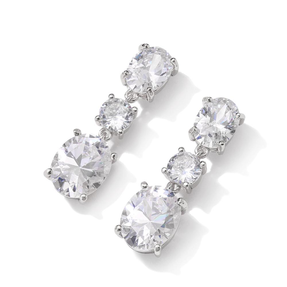 White Crystal Teardrop Long Earrings