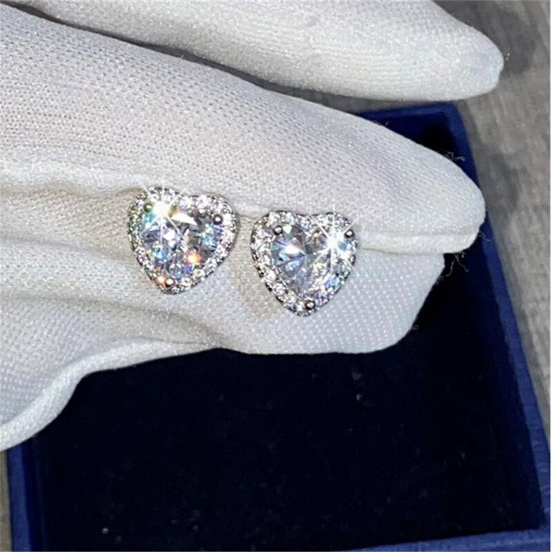 Heart Shaped Stud Earrings for Women
