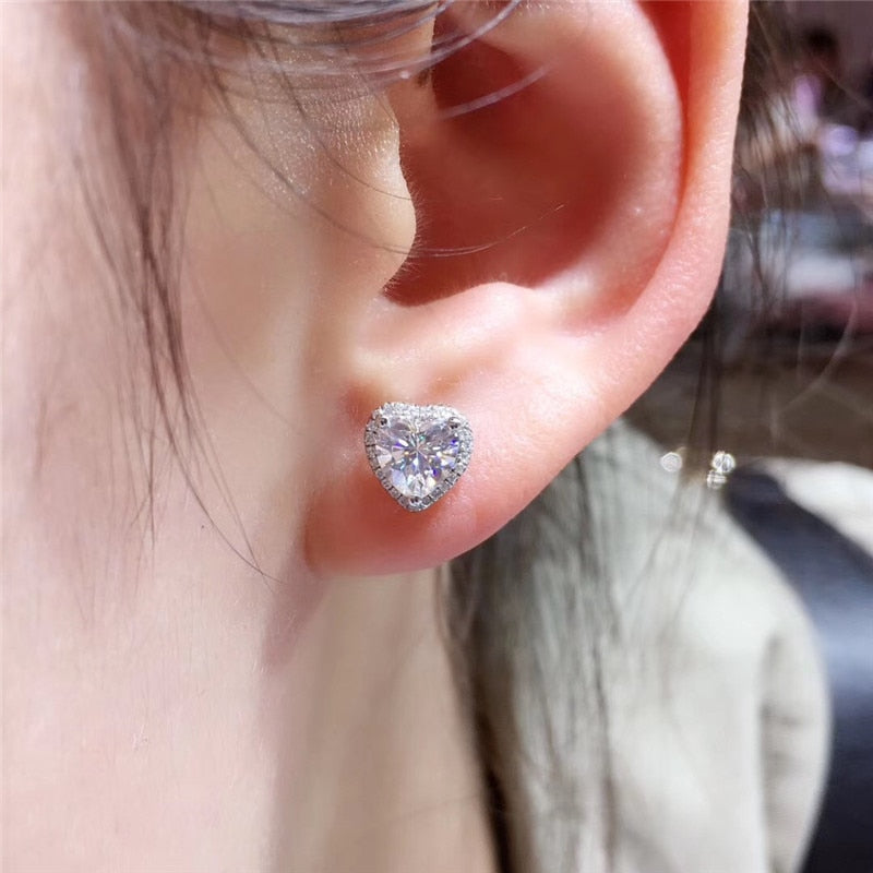 Heart Shaped Stud Earrings for Women