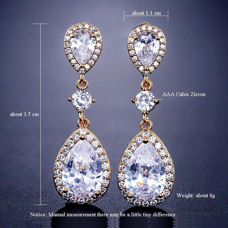 White Crystal Teardrop Long Earrings