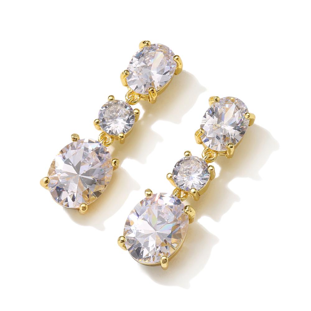 White Crystal Teardrop Long Earrings