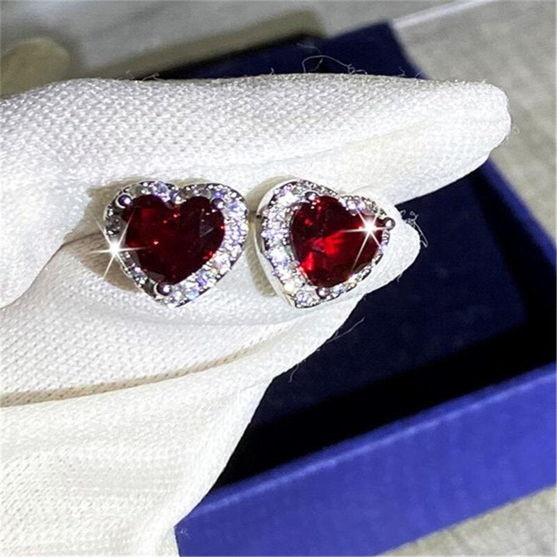 Heart Shaped Stud Earrings for Women