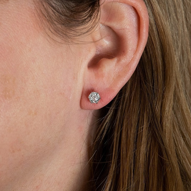 Women's 925 Sterling Silver Moissanite Stud Earrings