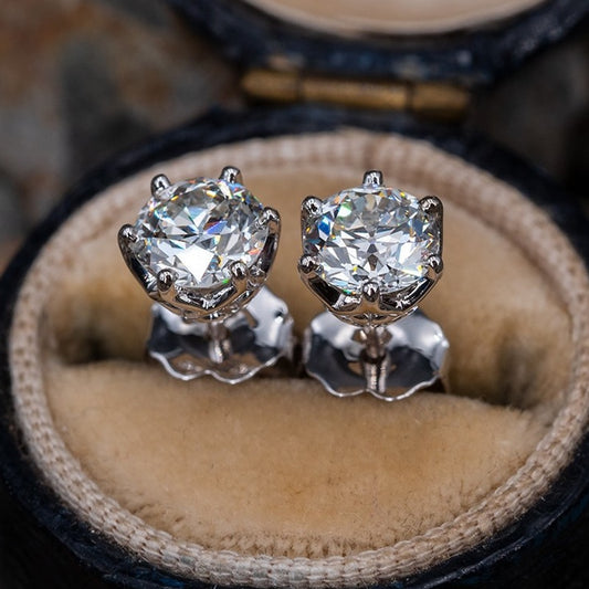 Women's 925 Sterling Silver Moissanite Stud Earrings